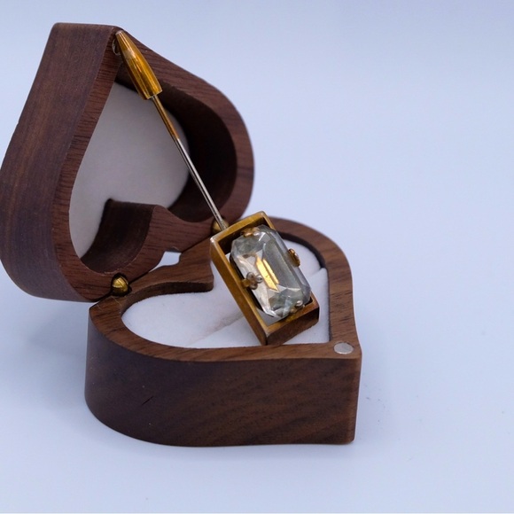 Vintage Art Deco Faceted Rhinestone Stick Pin Brooch 3” Goldtone Statement Piece - Picture 3 of 15